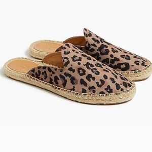 New JCrew Animal Leopard Printed Espadrille Mule Slides Size 11